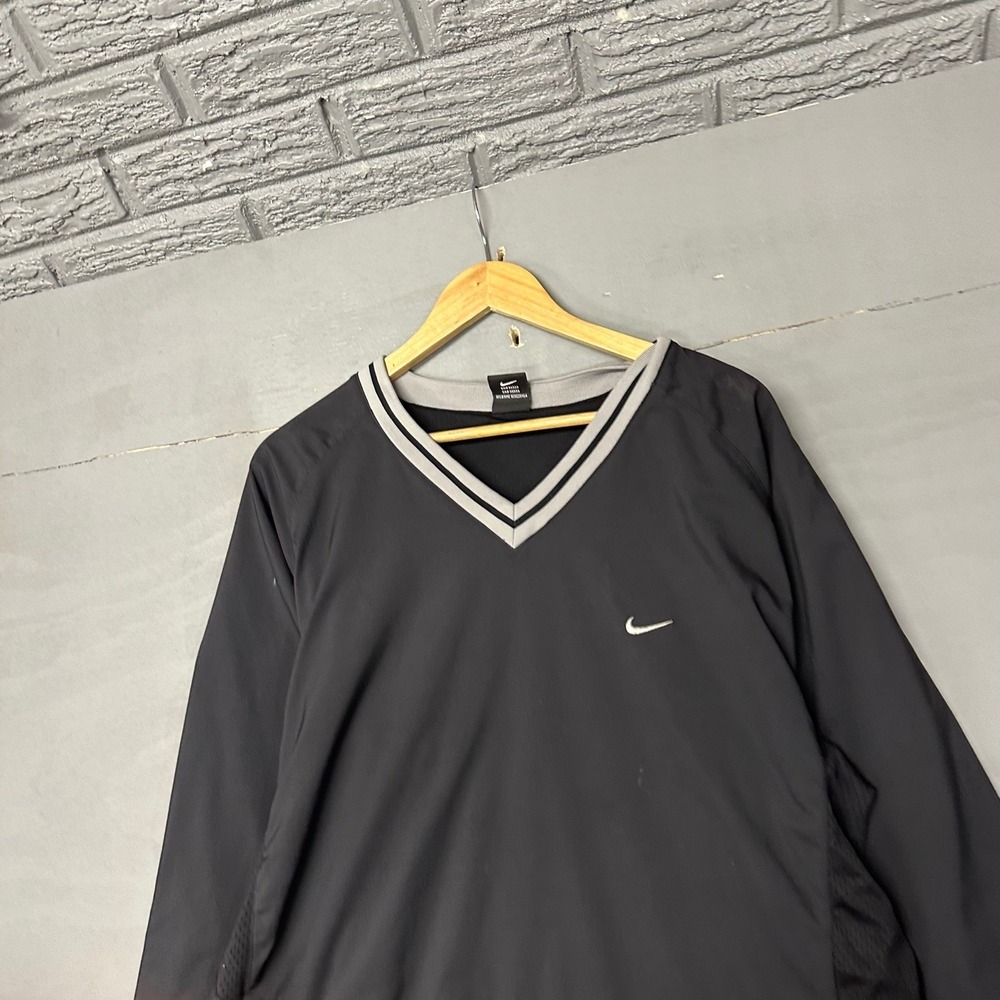 Nike Team Dri-Fit Pullover V-Neck Long Sleeve Athletic Jacket Men XL Black Gray